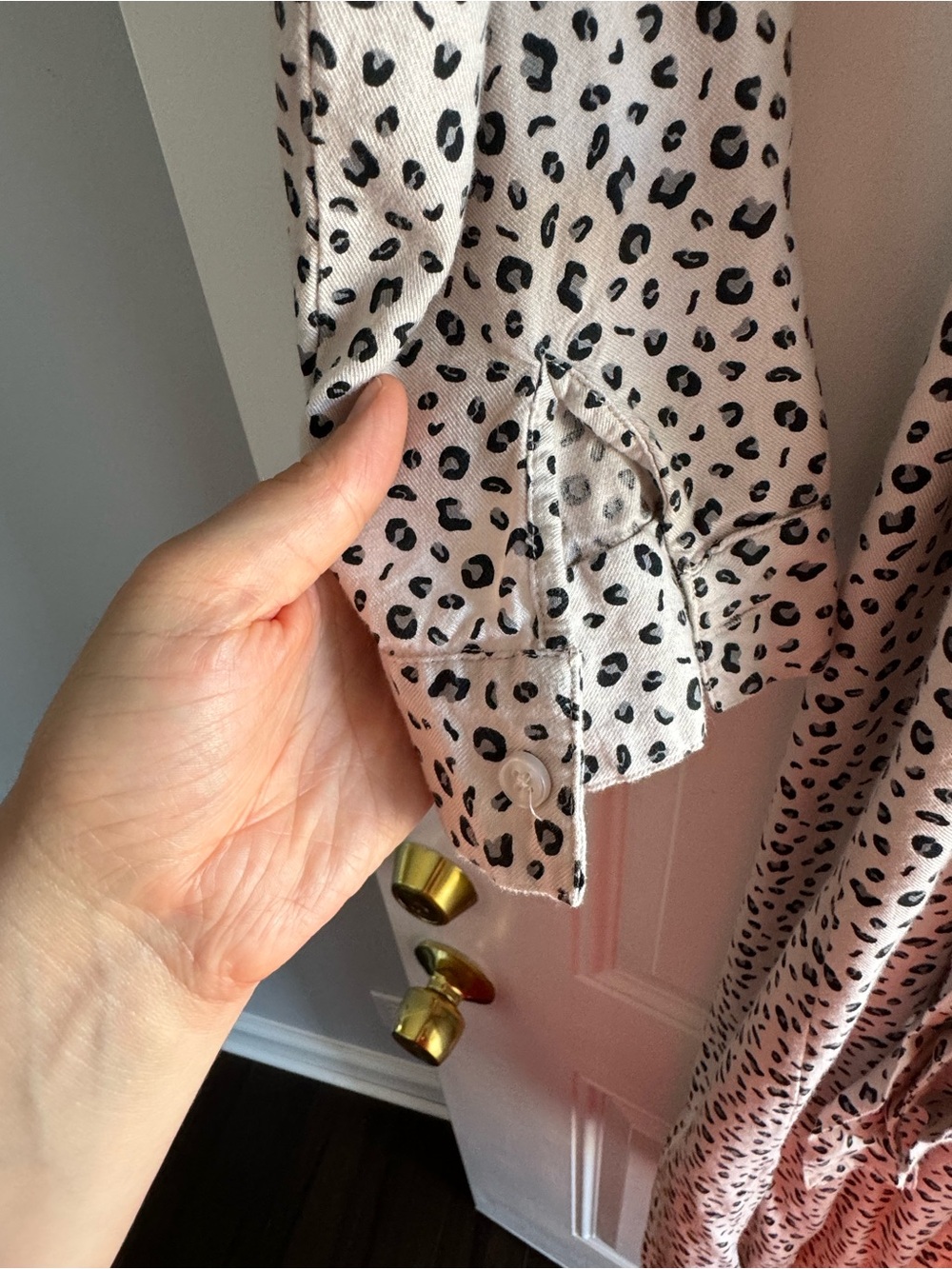 Mud Pie Blush Pink and Black Leopard Midi Shirt Dress - Picture 5 of 7